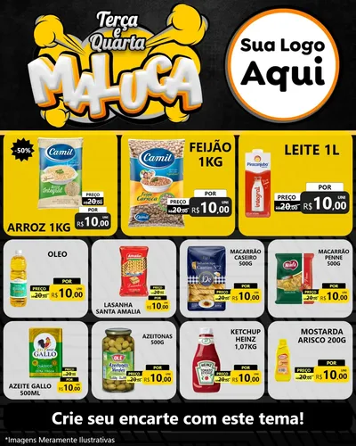 Modelo de Rede Social para Feed Instagram com o tema Terça e Quarta Maluca para Supermercado