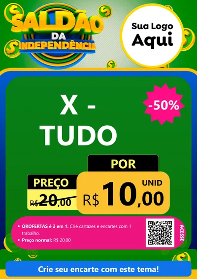 Modelo de Cartaz para Cartaz A4 Vertical com o tema Saldão da Indepêndencia para Hamburgueria