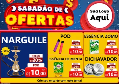 Modelo de Encarte para Encarte A4 Horizontal com o tema Sabadão de Ofertas para Tabacaria