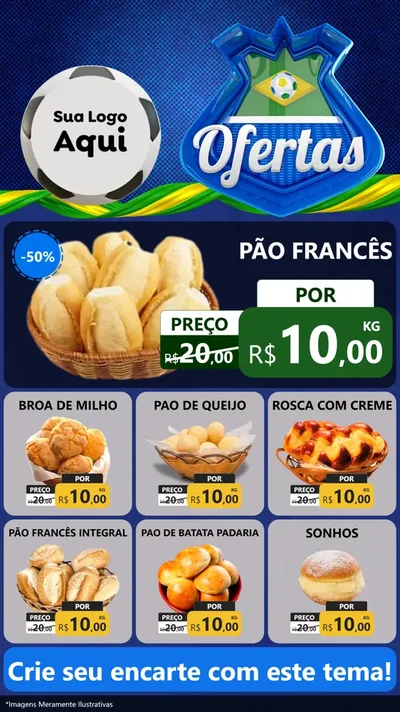 Modelo de Rede Social para Stories com o tema Ofertas (Futebol) para Padaria