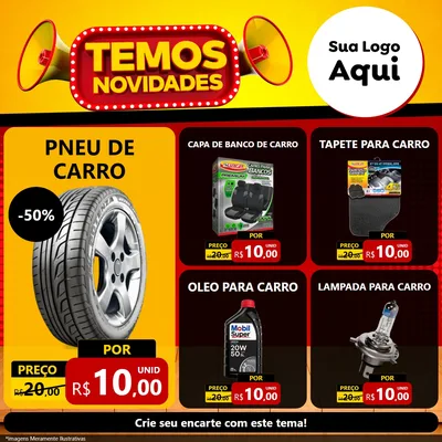 Modelo de Rede Social para Feed Facebook com o tema Temos Novidades para Auto peças