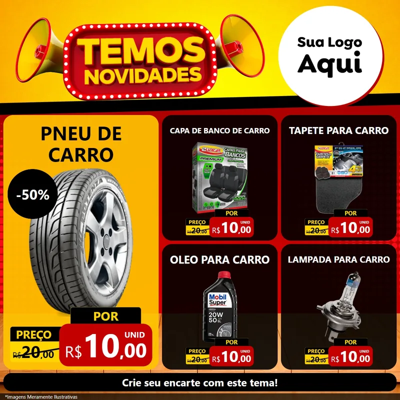 Modelo de Rede Social para Feed Facebook com o tema Temos Novidades para Auto peças