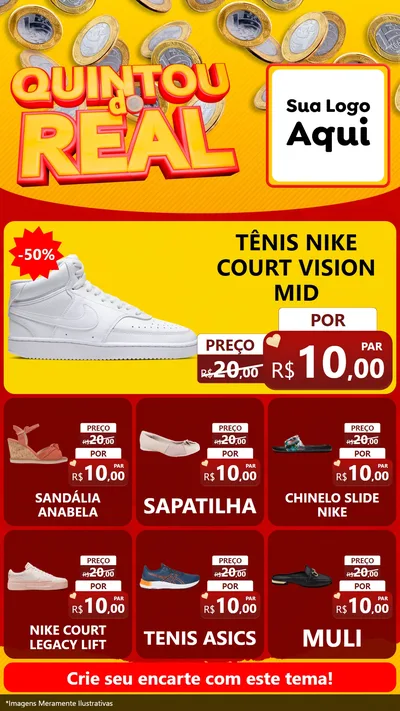 Modelo de Rede Social para Stories com o tema Quintou do Real para Calçados