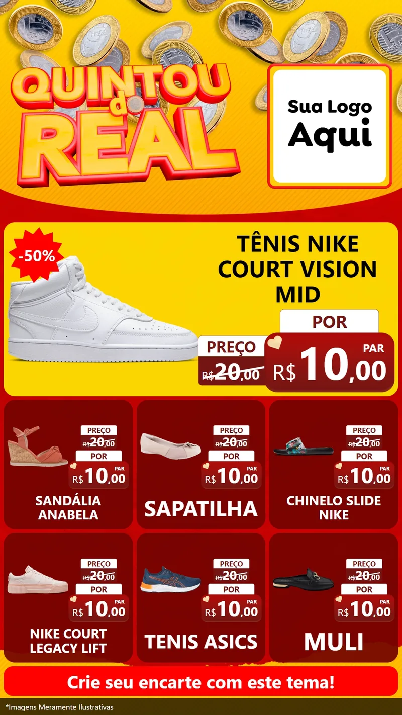 Modelo de Rede Social para Stories com o tema Quintou do Real para Calçados
