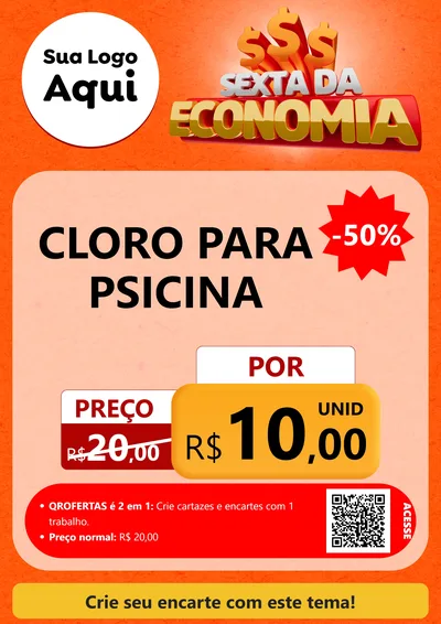 Modelo de Cartaz para Cartaz A4 Vertical com o tema Sexta da Economia para Produtos para Piscina