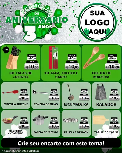 Modelo de Rede Social para Feed Instagram com o tema Promoção de Aniversário - 3 Anos para Utilidades Domésticas