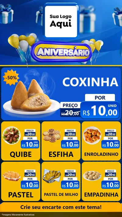 Modelo de Rede Social para Stories com o tema Aniversário para Salgadaria