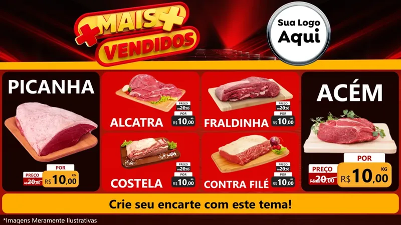 Modelo de TV para TV Horizontal com o tema Mais Vendidos para Açougue