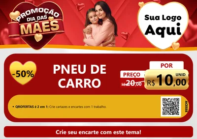 Modelo de Cartaz para Cartaz A4 Horizontal com o tema Promoção Dia das Mães para Auto peças