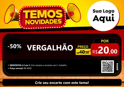 Modelo de Cartaz para Cartaz A4 Horizontal com o tema Temos Novidades para Ferragens
