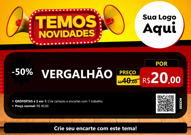Modelo de Cartaz para Cartaz A4 Horizontal com o tema Temos Novidades para Ferragens