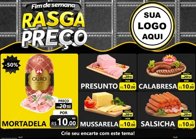 Modelo de Encarte para Encarte A4 Horizontal com o tema Fim de Semana Rasga Preço para Frios e Laticínios