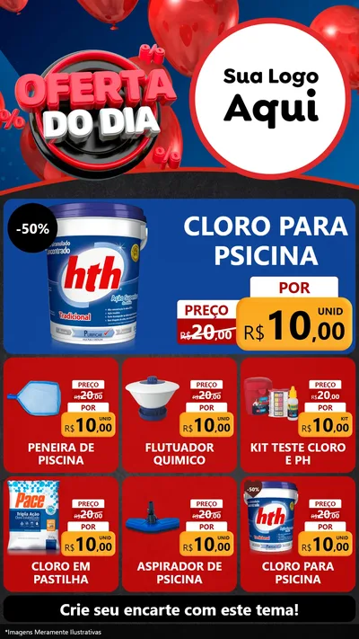 Modelo de Rede Social para Stories com o tema Oferta do Dia para Produtos para Piscina