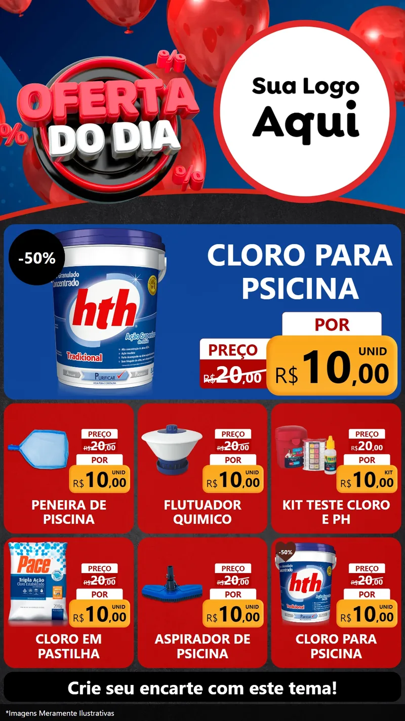 Modelo de Rede Social para Stories com o tema Oferta do Dia para Produtos para Piscina