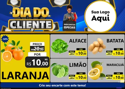 Modelo de Encarte para Encarte A4 Horizontal com o tema Dia Do Cliente para Hortifrúti