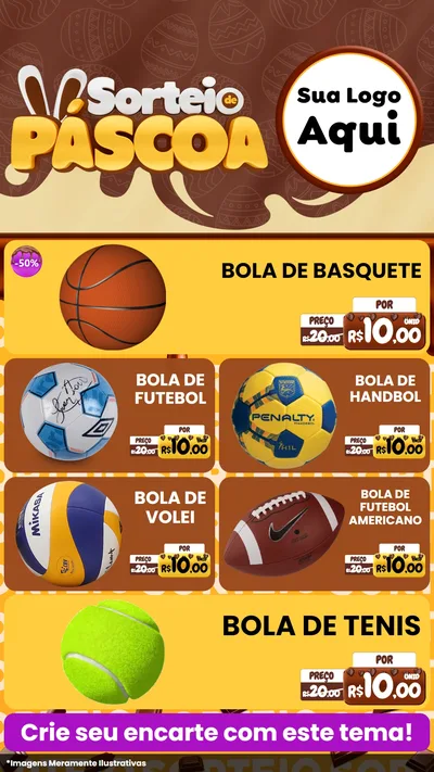 Modelo de TV para TV Vertical com o tema Sorteio de Páscoa para Artigos Esportivos