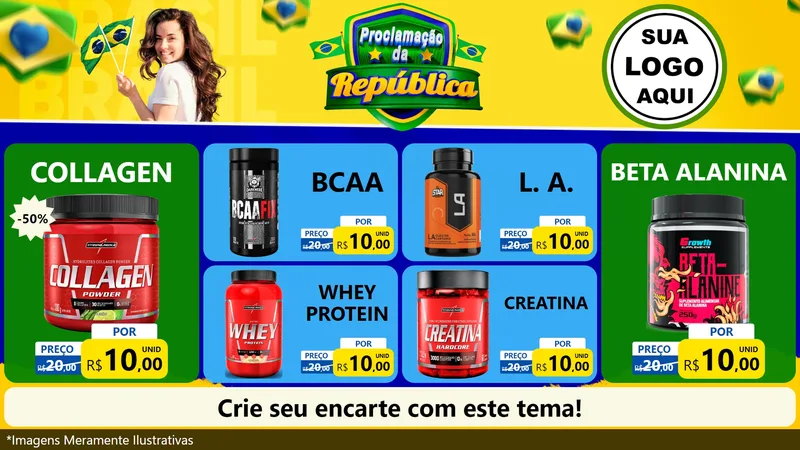 Modelo de TV para TV Horizontal com o tema Proclamação da República para Suplementos alimentares