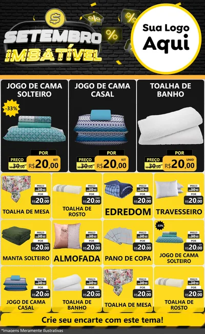Modelo de Encarte para Encarte Grande com o tema Setembro Imbatível para Cama, Mesa e Banho