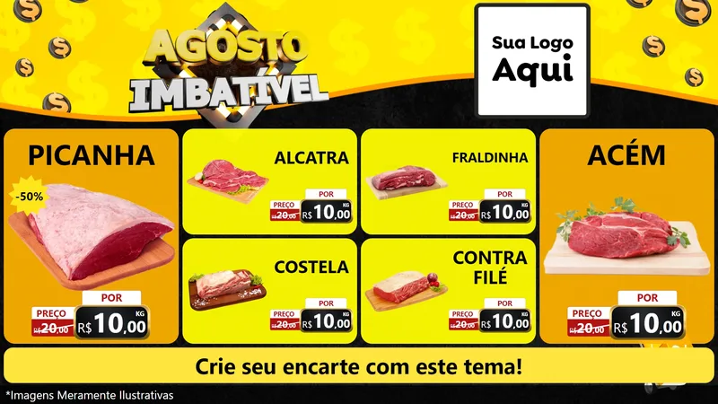 Modelo de TV para TV Horizontal com o tema Agosto Imbatível para Açougue