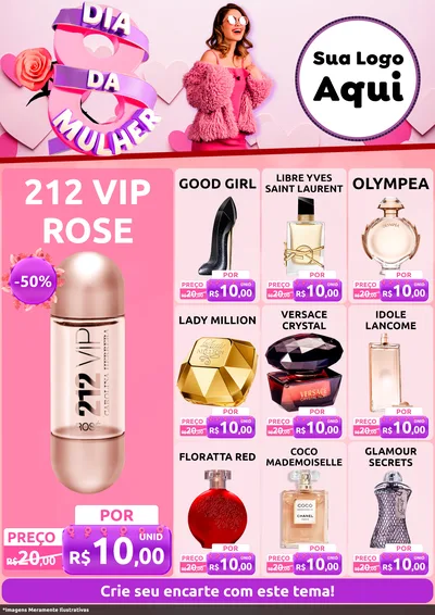 Modelo de Encarte para Encarte A4 Vertical com o tema Dia da Mulher para Perfumes