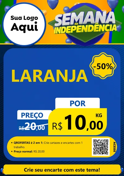 Modelo de Cartaz para Cartaz A4 Vertical com o tema Semana da Independência para Hortifrúti