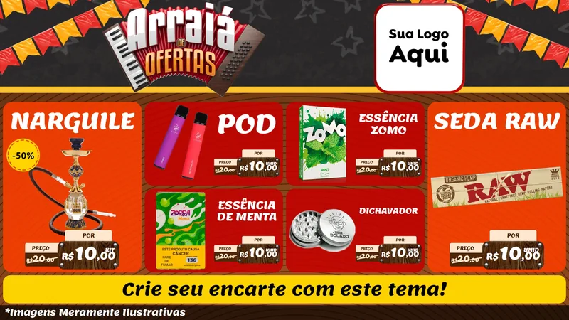 Modelo de TV para TV Horizontal com o tema Arraiá de Ofertas - Junina para Tabacaria