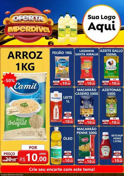 Modelo de Encarte para Encarte A4 Vertical com o tema Oferta Imperdível - Óleo para Supermercado