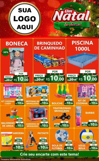 Modelo de Encarte para Encarte Grande com o tema Um Natal de Ofertas para Brinquedos