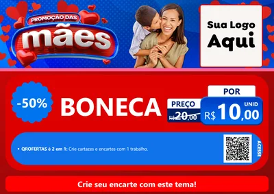 Modelo de Cartaz para Cartaz A4 Horizontal com o tema Promoção das Mães para Brinquedos