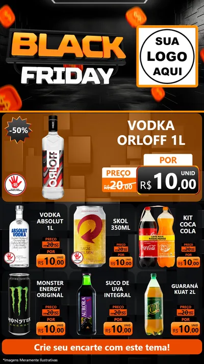 Modelo de Rede Social para Stories com o tema Black Friday para Distribuidora de bebidas