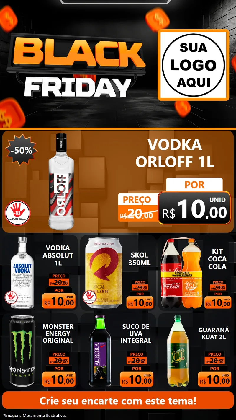 Modelo de Rede Social para Stories com o tema Black Friday para Distribuidora de bebidas