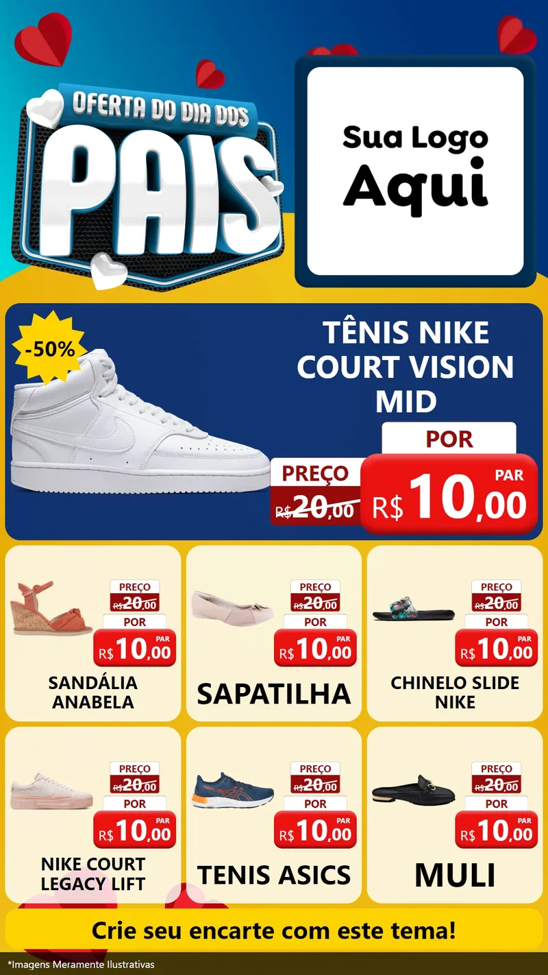 Modelo de Rede Social para Stories com o tema Oferta Do Dia Dos Pais para Calçados
