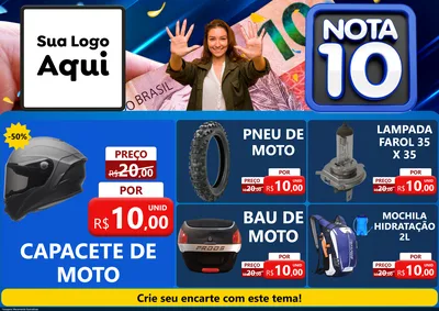 Modelo de Encarte para Encarte A4 Horizontal com o tema Nota 10 para Moto peças