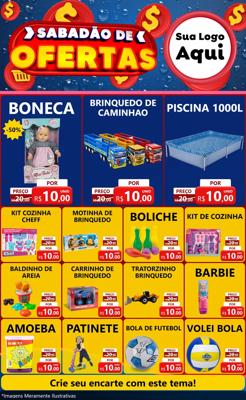 Modelo de Encarte para Encarte Grande com o tema Sabadão de Ofertas para Brinquedos