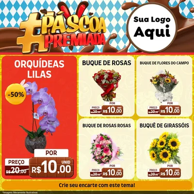 Modelo de Rede Social para Feed Facebook com o tema Páscoa Premiada para Floricultura e jardim