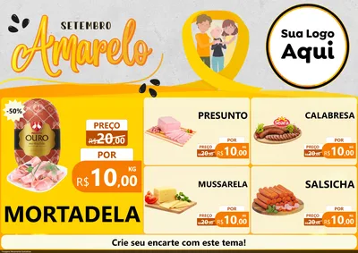 Modelo de Encarte para Encarte A4 Horizontal com o tema Setembro Amarelo para Frios e Laticínios