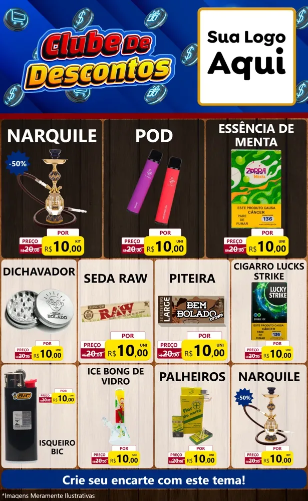 Modelo de Encarte para Encarte Grande com o tema Clube de Descontos para Tabacaria