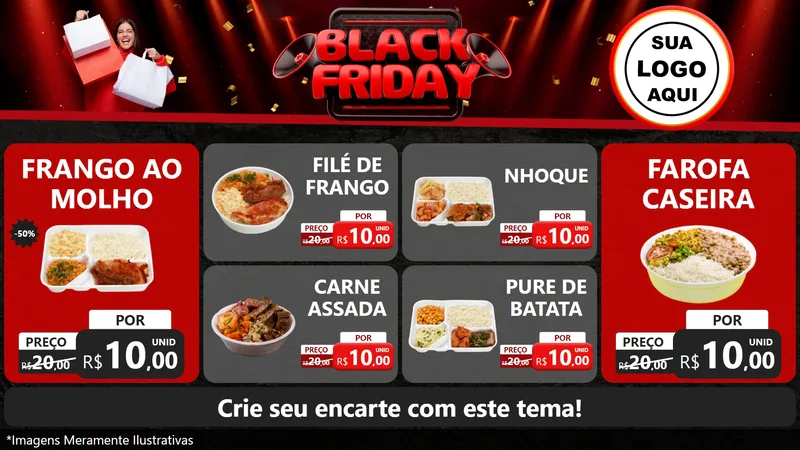 Modelo de TV para TV Horizontal com o tema Black Friday para Restaurante