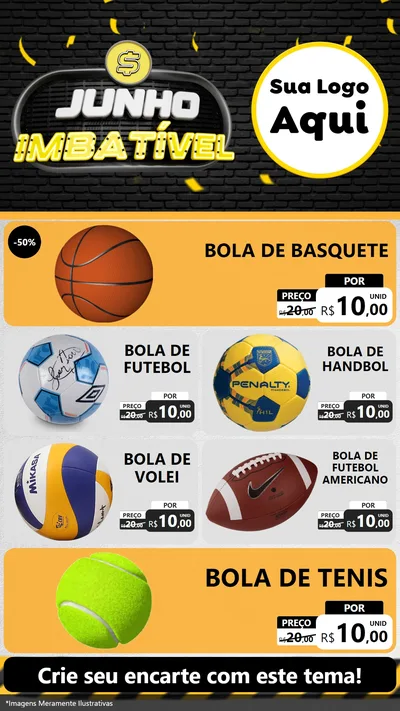 Modelo de TV para TV Vertical com o tema Junho Imbatível para Artigos Esportivos