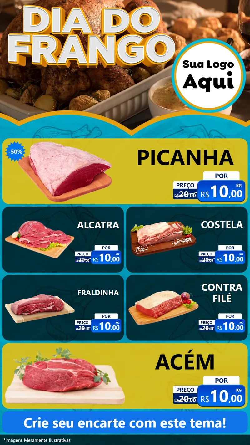 Modelo de TV para TV Vertical com o tema Dia Do Frango para Açougue