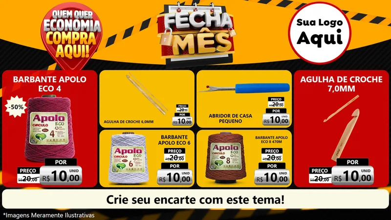 Modelo de TV para TV Horizontal com o tema Fecha Mês para Armarinho e Aviamentos