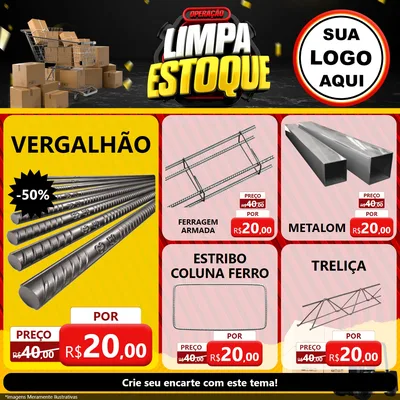 Modelo de Rede Social para Feed Facebook com o tema Operação Limpa Estoque para Ferragens