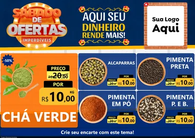 Modelo de Encarte para Encarte A4 Horizontal com o tema Sábado de Ofertas Imperdíveis para Produtos Naturais