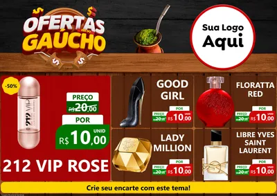 Modelo de Encarte para Encarte A4 Horizontal com o tema Ofertas Dia do Gaúcho para Perfumes