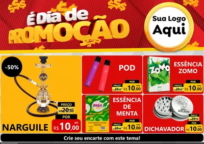 Modelo de Encarte para Encarte A4 Horizontal com o tema É Dia De Promoção para Tabacaria