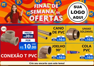 Modelo de Encarte para Encarte A4 Horizontal com o tema Final de Semana de Ofertas para Tubos e conexões