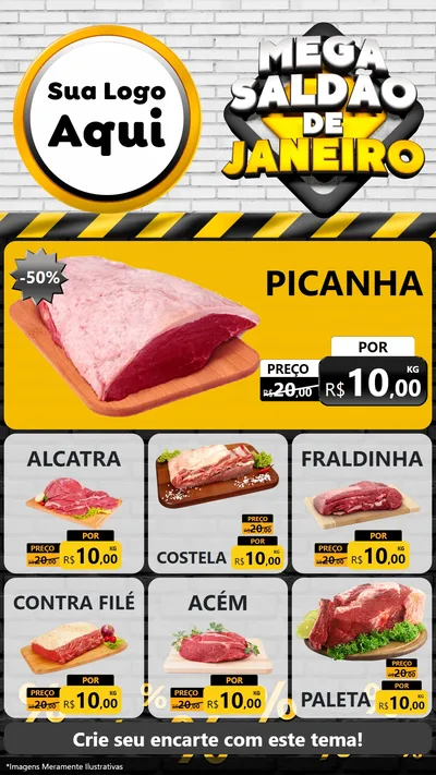 Modelo de Rede Social para Stories com o tema Mega Saldão de Janeiro para Açougue