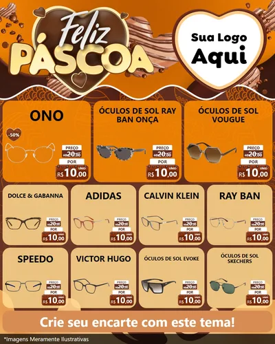 Modelo de Rede Social para Feed Instagram com o tema Feliz Páscoa para Óticas