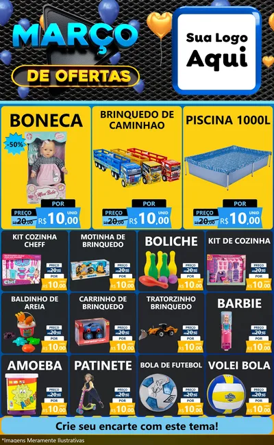 Modelo de Encarte para Encarte Grande com o tema Março de Ofertas para Brinquedos