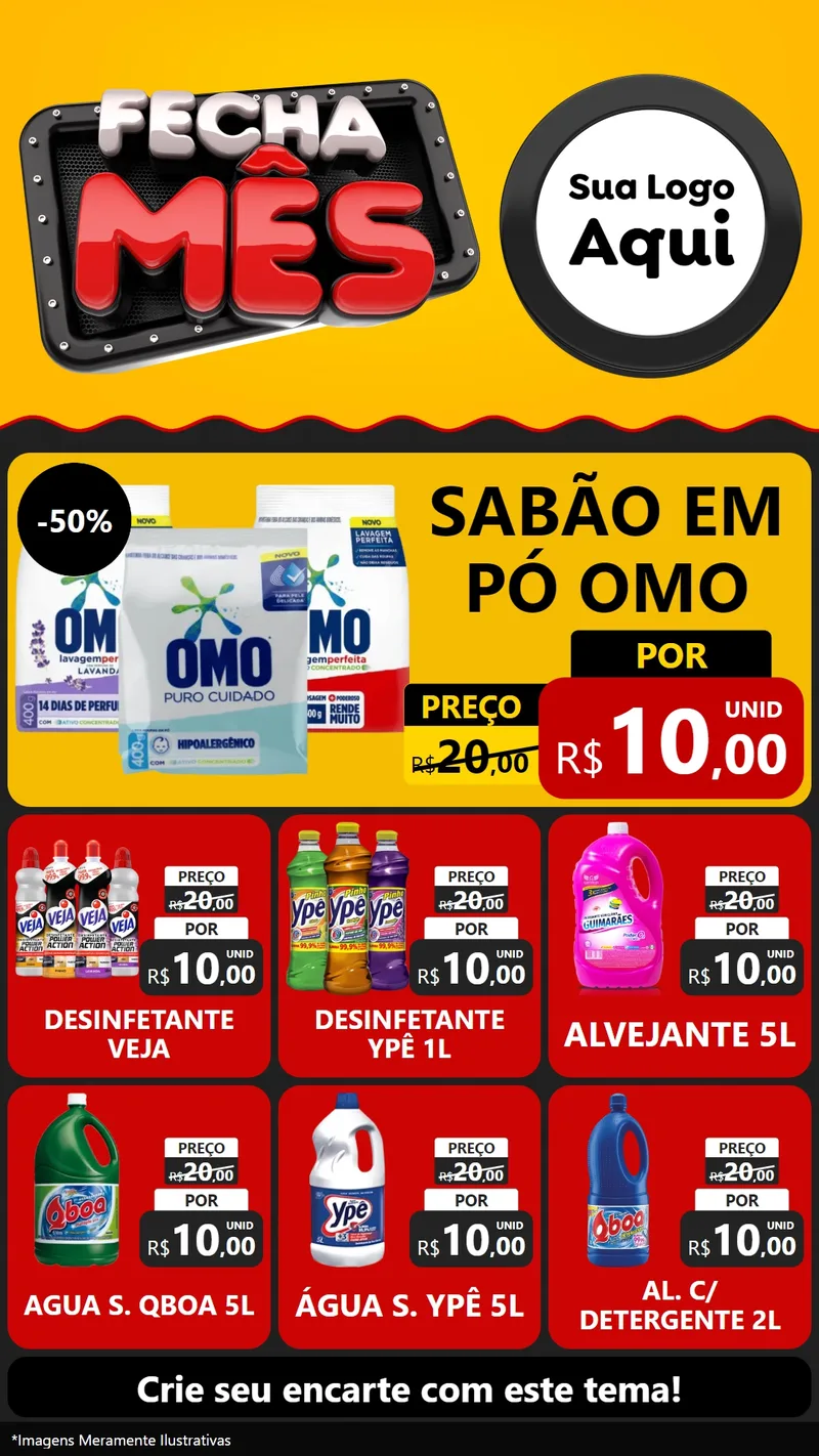 Modelo de Rede Social para Stories com o tema Fecha Mês para Produtos de Limpeza